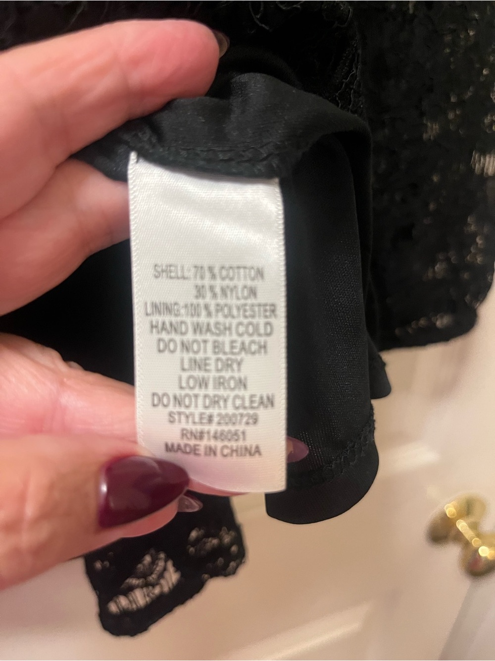 Monteau Los Angeles Black Lace Peplum Top Womens Sz M Lg Sleeve Romantic Blouse - Picture 10 of 10